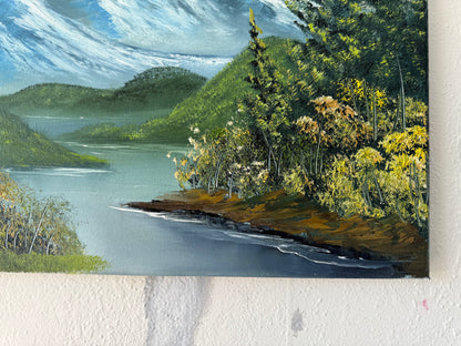 Painting #1894 - 16x20" Canvas - Mountain River Landscape painted 6-15-25