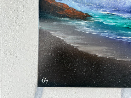 Painting #1903 - 16x20" Canvas - Night Seascape painted 6-20-25