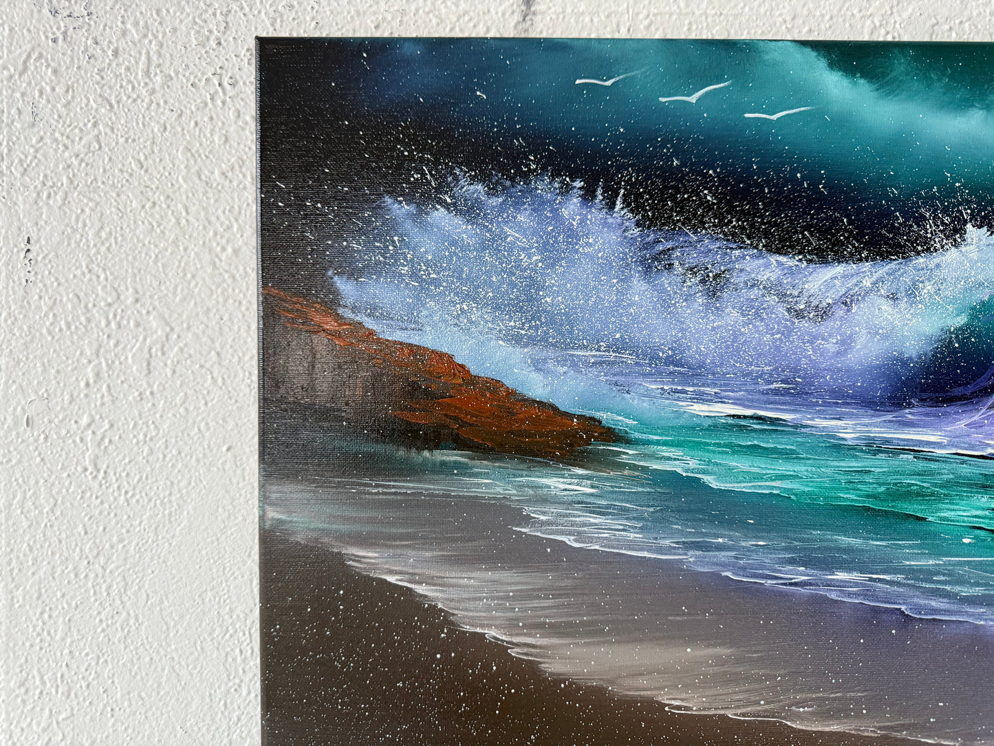 Painting #1903 - 16x20" Canvas - Night Seascape painted 6-20-25