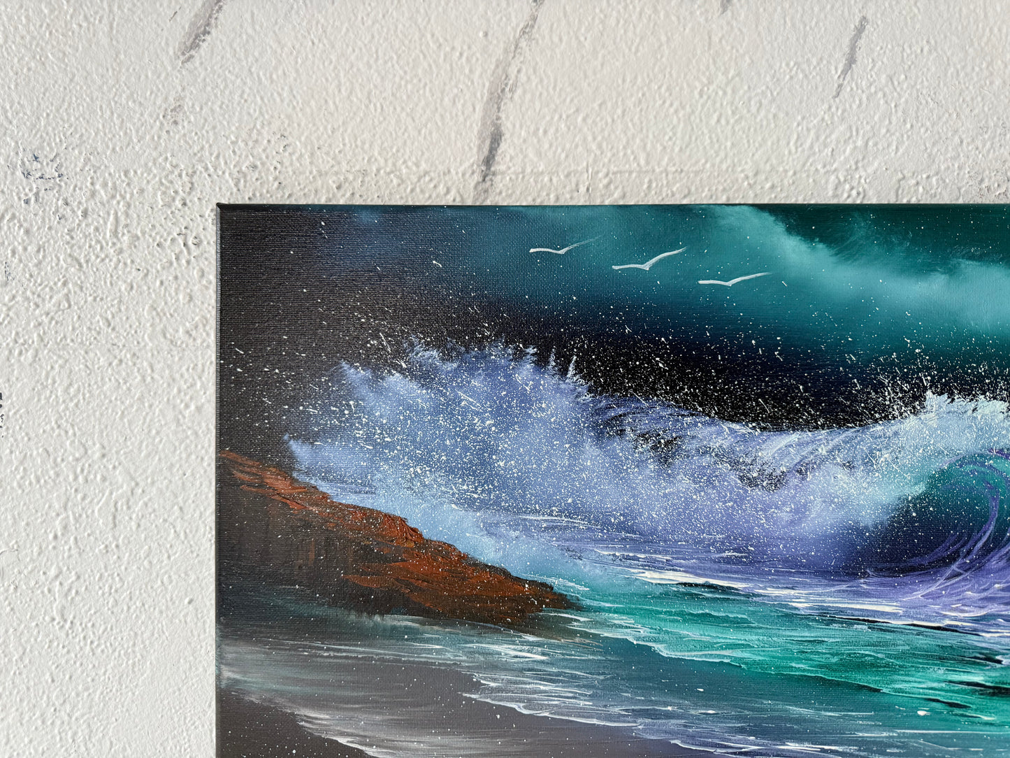 Painting #1903 - 16x20" Canvas - Night Seascape painted 6-20-25