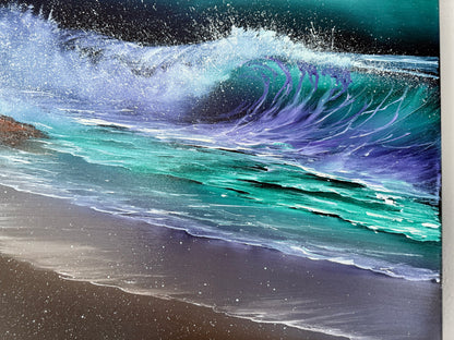 Painting #1903 - 16x20" Canvas - Night Seascape painted 6-20-25