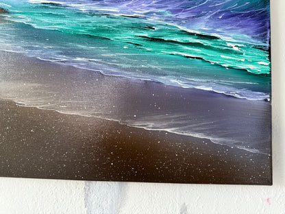 Painting #1903 - 16x20" Canvas - Night Seascape painted 6-20-25