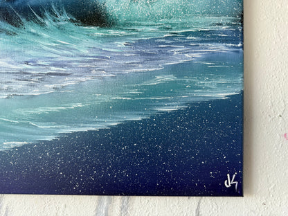 Painting #1908 - 16x20" Canvas - Night Seascape painted 6-23-25