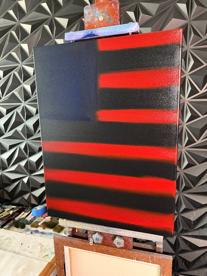 Painting #1920 - 18x24" Canvas - River Flag-scape painted 7-3-25