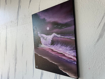 Painting #1928 - 16x20" Canvas - purple seascape painted 7-7-25