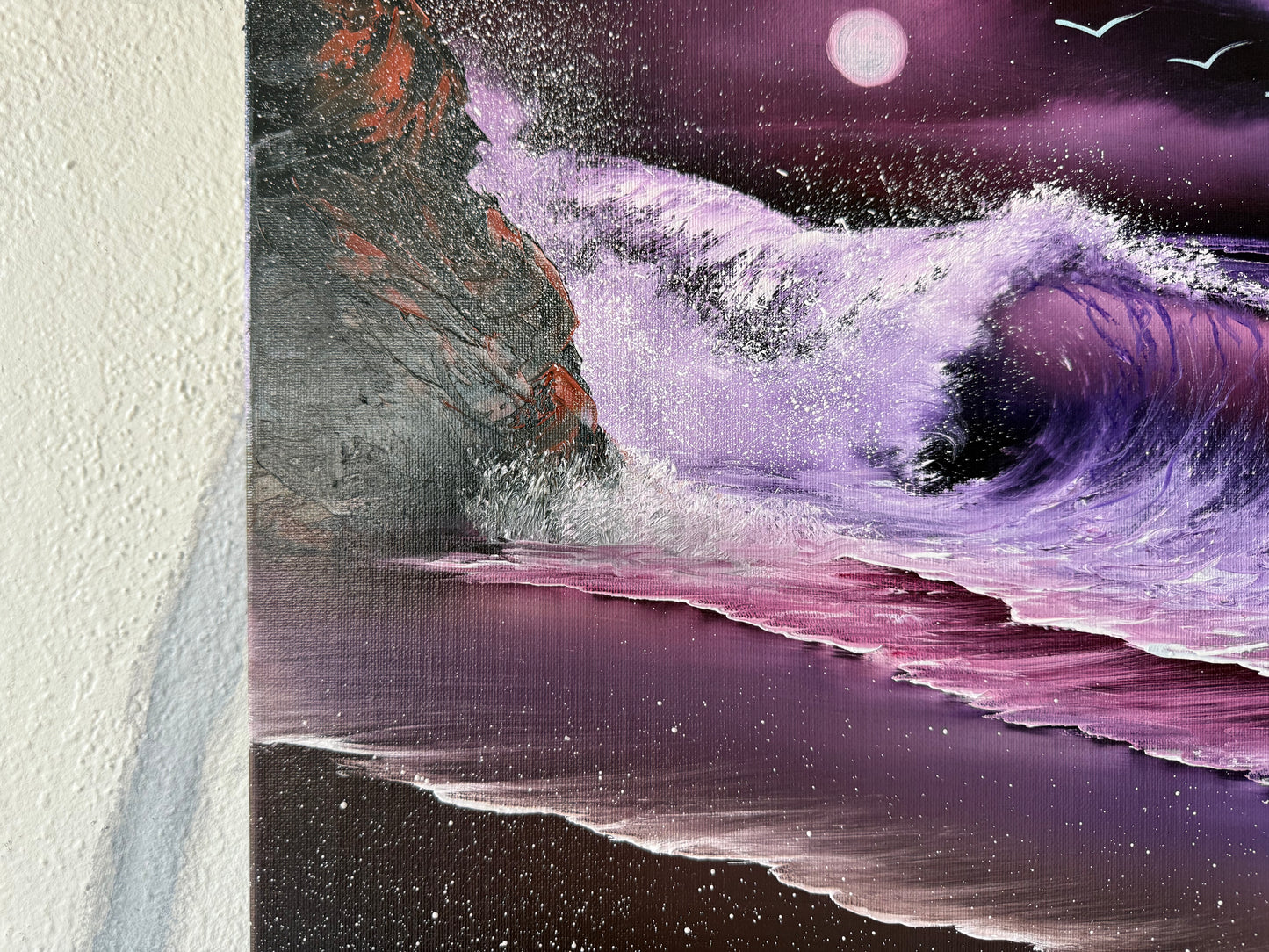 Painting #1928 - 16x20" Canvas - purple seascape painted 7-7-25