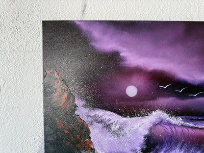 Painting #1928 - 16x20" Canvas - purple seascape painted 7-7-25