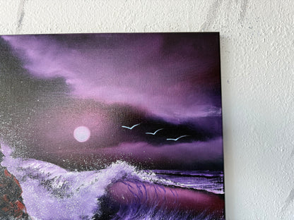 Painting #1928 - 16x20" Canvas - purple seascape painted 7-7-25