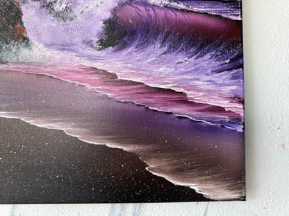 Painting #1928 - 16x20" Canvas - purple seascape painted 7-7-25