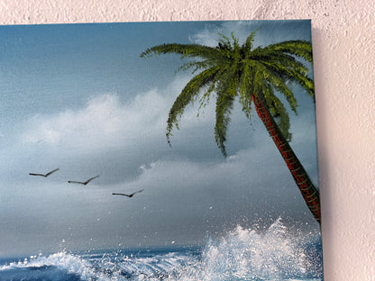 Painting #1929 - 16x20" Canvas - Tropical Seascape painted 7-7-25