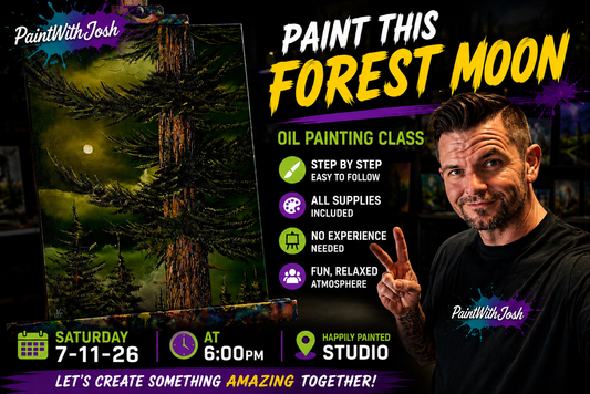 GROUP Painting Class - 6pm -  Forest Moon with PaintWithJosh Saturday 7-11-26