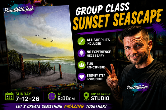 GROUP Painting Class - 6pm - Sunset Seascape with PaintWithJosh Sunday 7-12-26