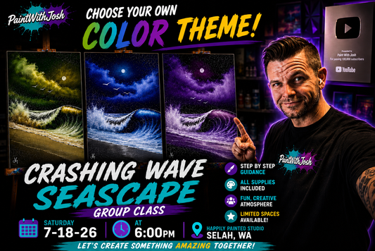 GROUP Painting Class - 6pm -  Choose your own Color Seascape with PaintWithJosh Saturday 7-18-26