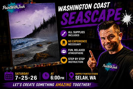 GROUP Painting Class - 6pm - Washington Coast Seascape with PaintWithJosh Saturday 7-25-26