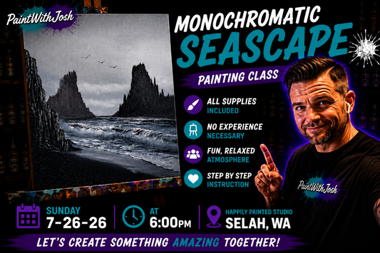 GROUP Painting Class - 6pm - Monochromatic Seascape with PaintWithJosh Sunday 7-26-26