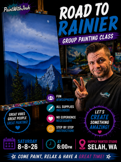 GROUP Painting Class - 6pm - Road to Rainier with PaintWithJosh Friday 8-8-26