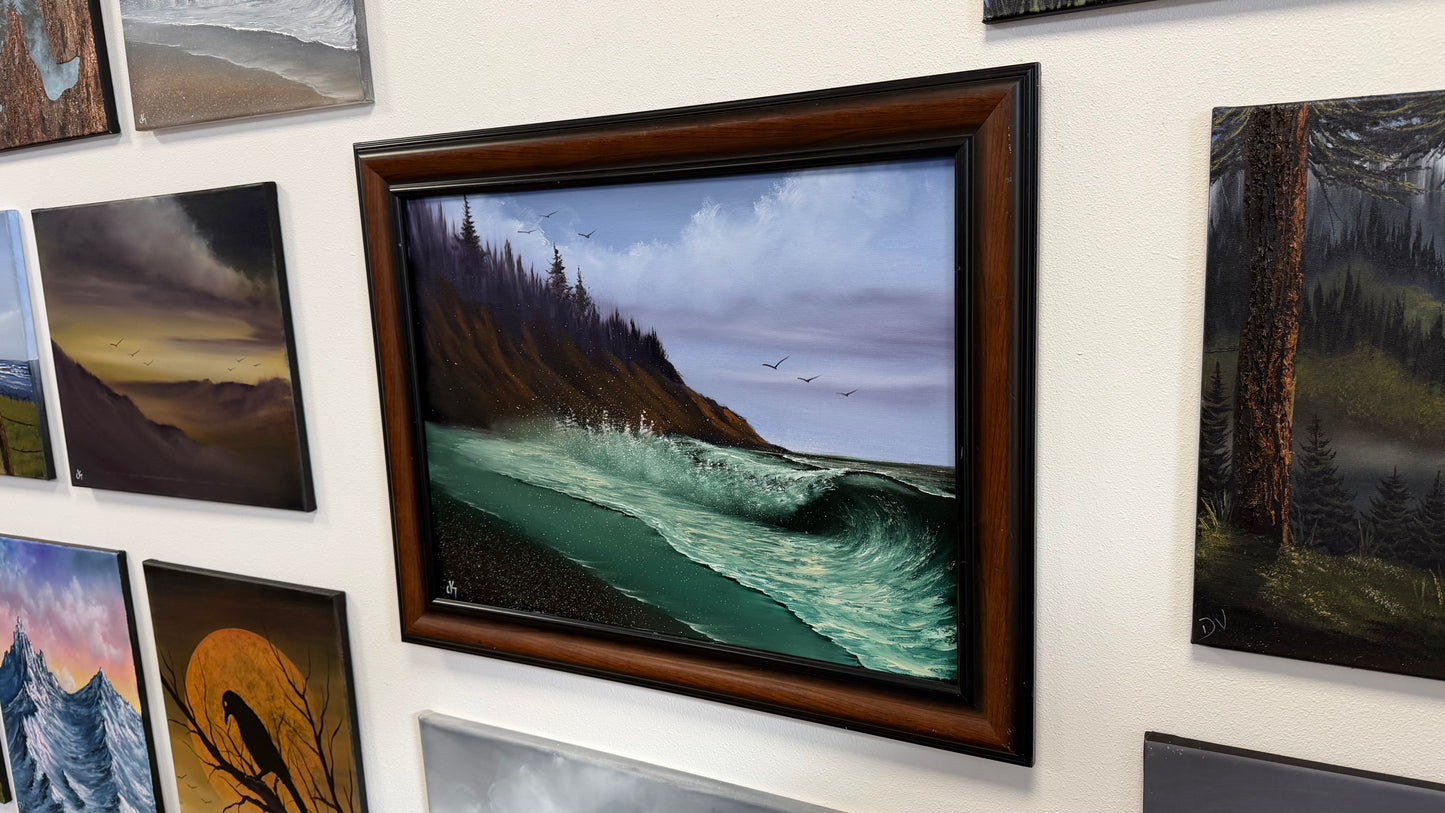 Painting #2664 - 18x24" Framed Canvas - West Coast Seascape painted 10-26-26
