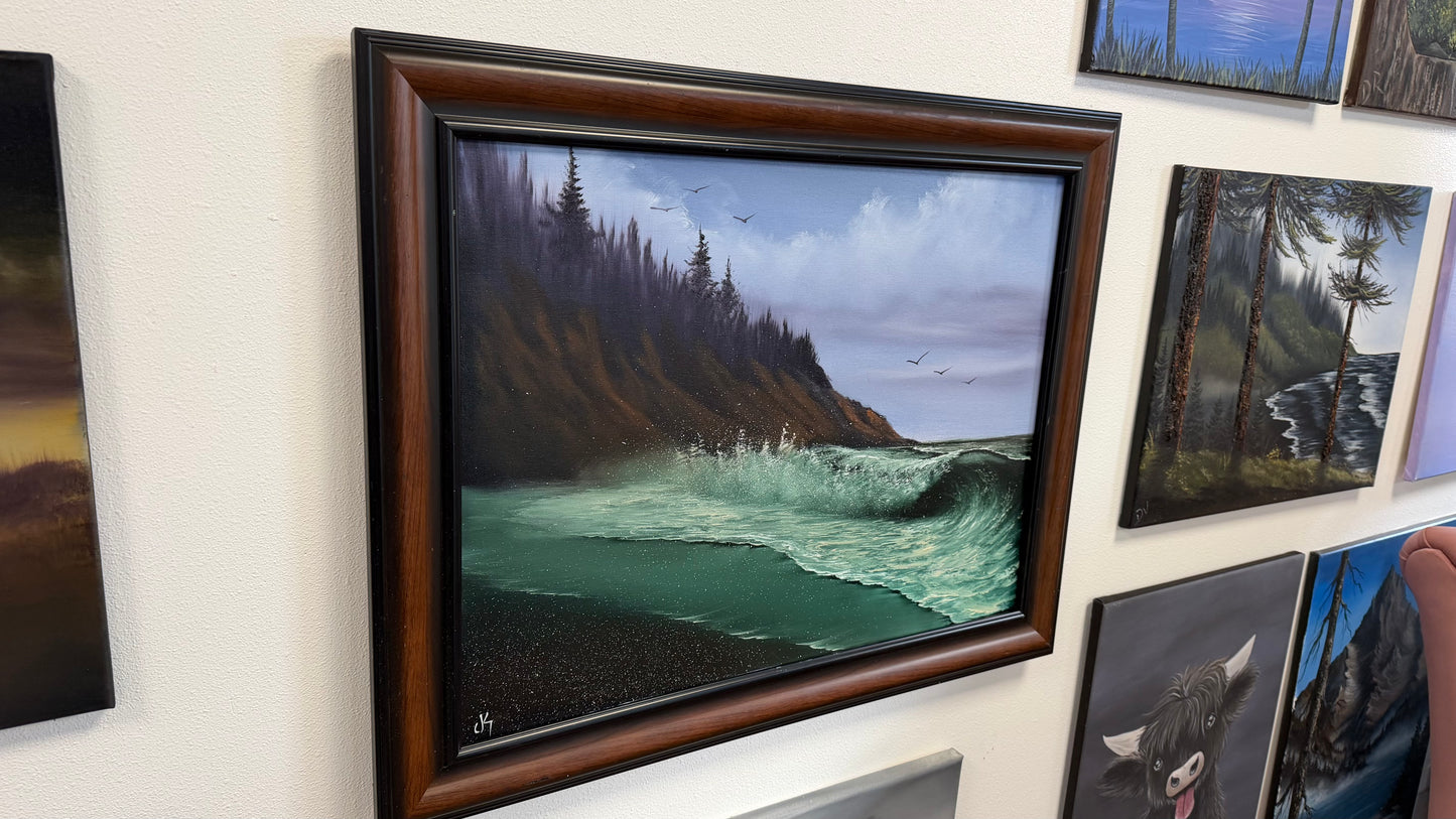 Painting #2664 - 18x24" Framed Canvas - West Coast Seascape painted 10-26-26