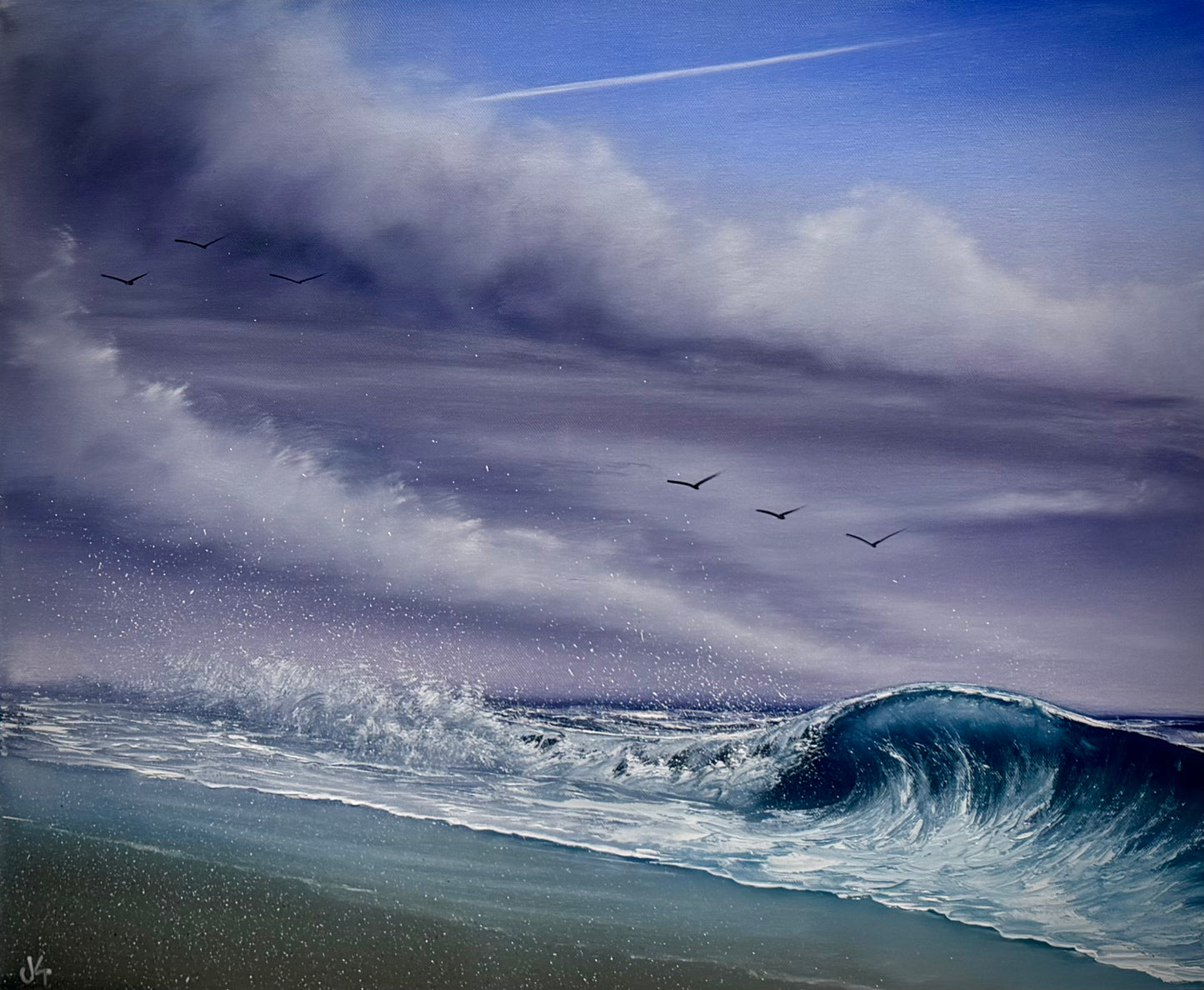 Painting #2665 - 20x24" Canvas - Stormy Seascape painted 10-29-26