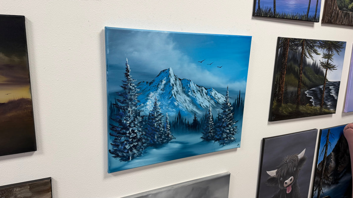 Painting #2666 - 20x24" Canvas - Winter Landscape painted 10-29-26