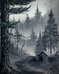 Painting #2667 - 16x20" Canvas - Black & White Forest Landscape painted 10-30-26
