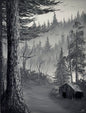 Painting #2668 - 18x24" Canvas - Black & White Forest Landscape painted 10-30-26