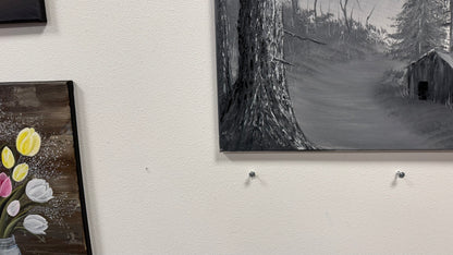 Painting #2668 - 18x24" Canvas - Black & White Forest Landscape painted 10-30-26