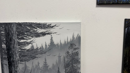 Painting #2668 - 18x24" Canvas - Black & White Forest Landscape painted 10-30-26