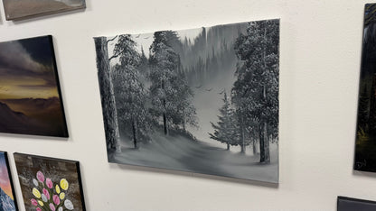 Painting #2669 - 18x24" Canvas - Black & White Forest Landscape painted 10-30-26