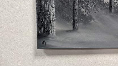 Painting #2669 - 18x24" Canvas - Black & White Forest Landscape painted 10-30-26