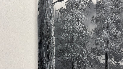 Painting #2669 - 18x24" Canvas - Black & White Forest Landscape painted 10-30-26
