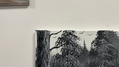 Painting #2669 - 18x24" Canvas - Black & White Forest Landscape painted 10-30-26