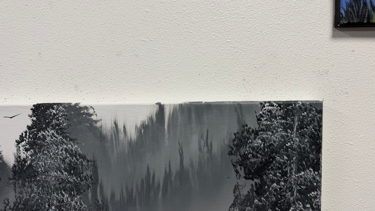 Painting #2669 - 18x24" Canvas - Black & White Forest Landscape painted 10-30-26