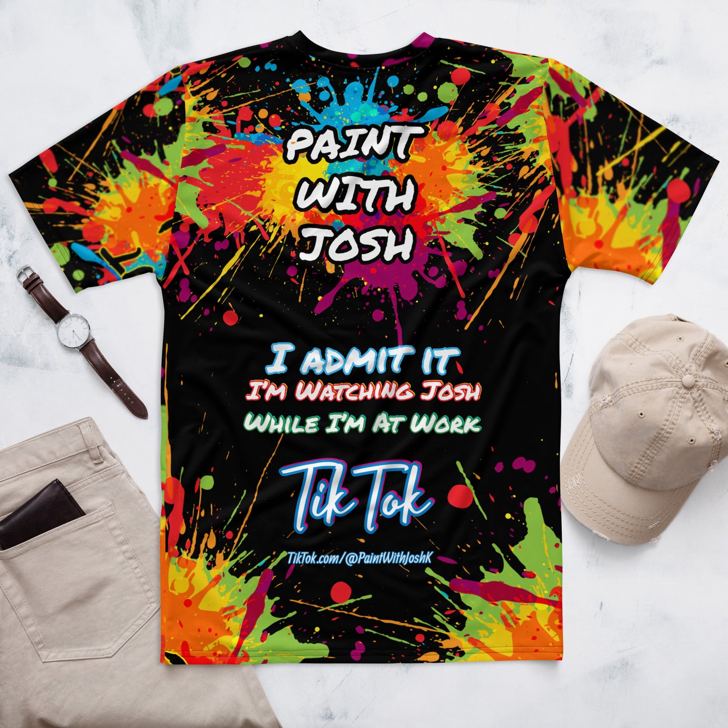 Clothing - I admit it, Im watching Josh while I&#39;m at Work - PaintWithJosh All Over Print Splatter Paint jersey t-shirt