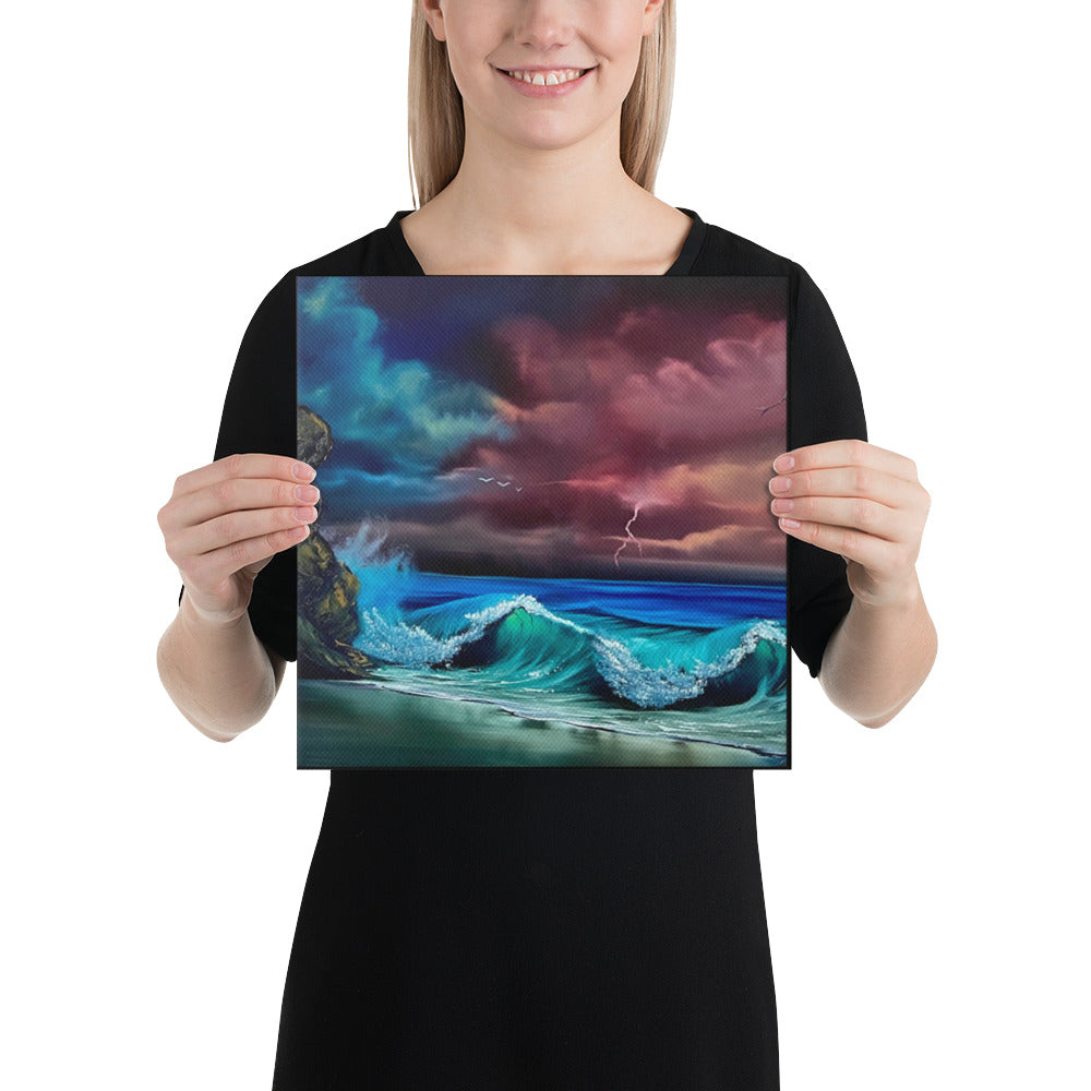 Canvas Print - Limited Edition - &quot;Double Trouble&quot; Seascape with Crashing Waves by PaintWithJosh
