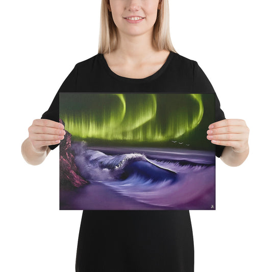 Canvas Print - Limited Edition - Lavender Shores Aurora Borealis Seascape by PaintWithJosh