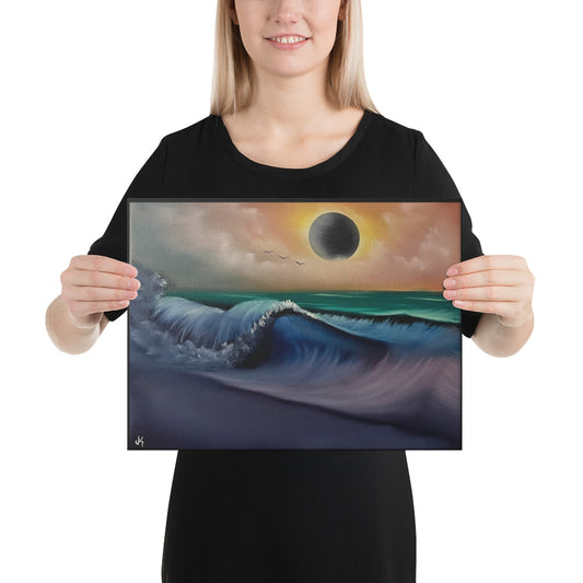 Canvas Print - Limited Edition - Poseidon&#39;s Midnight Sun - Eclipse Sunset Seascape 3 by PaintWithJosh