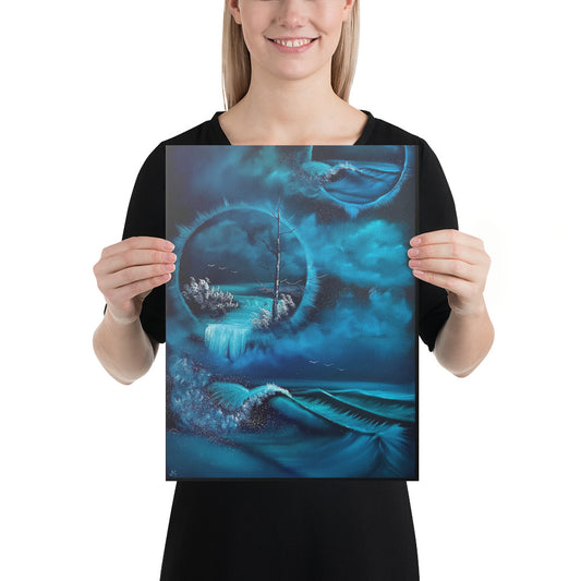 Canvas Print - Aquatic Dreamscape - Surrealism - Double Portal Over Crashing Wave Seascape by PaintWithJosh