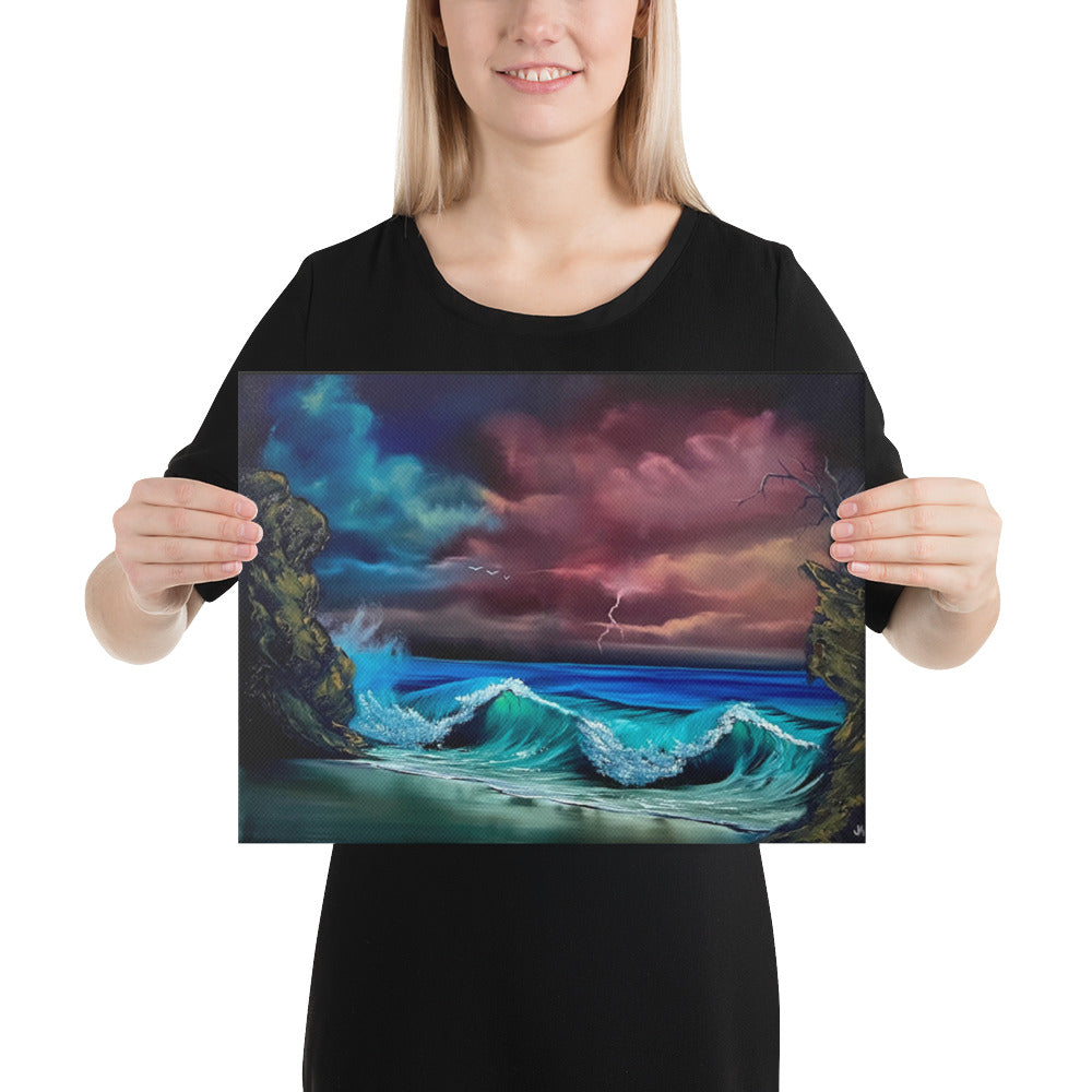 Canvas Print - Double Trouble Crashing Waves Seascape by PaintWithJosh