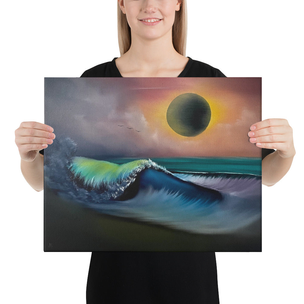 Canvas Print - Total Eclipse of the Art - Eclipse Seascape by PaintWithJosh