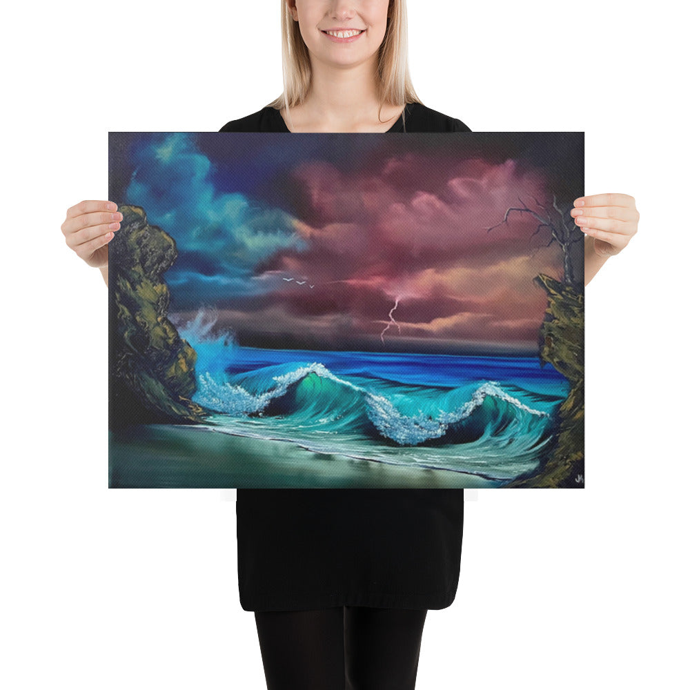Canvas Print - Limited Edition - &quot;Double Trouble&quot; Seascape with Crashing Waves by PaintWithJosh