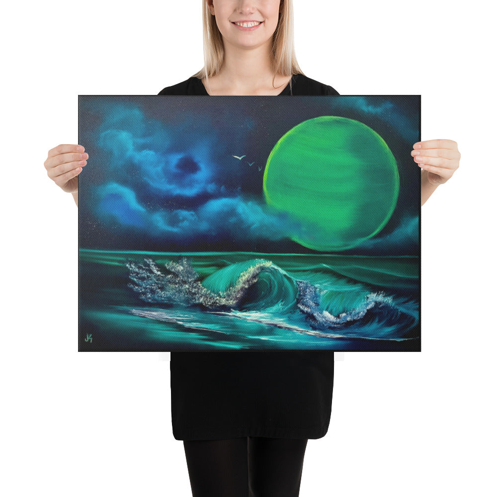 Canvas Print - Phthalo Waves Seascape - by PaintWithJosh