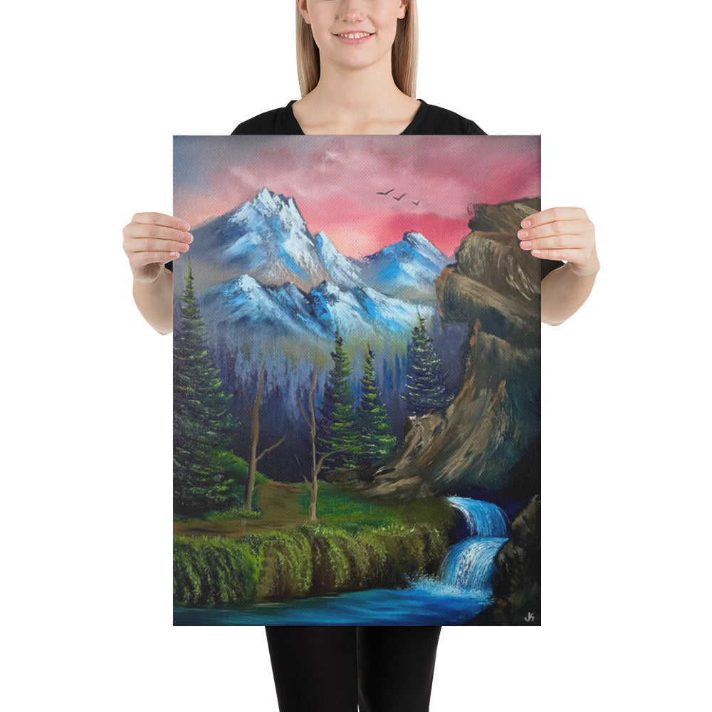 Canvas Print - Limited Edition - Majestic Sunset Waterfall - Landscape by PaintWithJosh