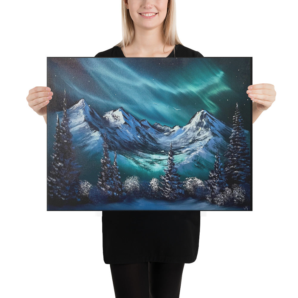 Canvas Print - Limited - Winter Spirits - Premium Quality Expressionist Aurora Borealis Landscape by PaintWithJosh