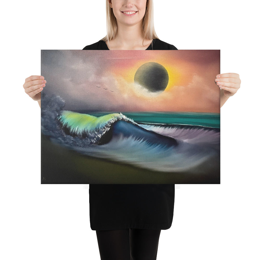 Canvas Print - Limited Edition  - Total Eclipse of the Art - Sunset Eclipse Seascape by PaintWithJosh