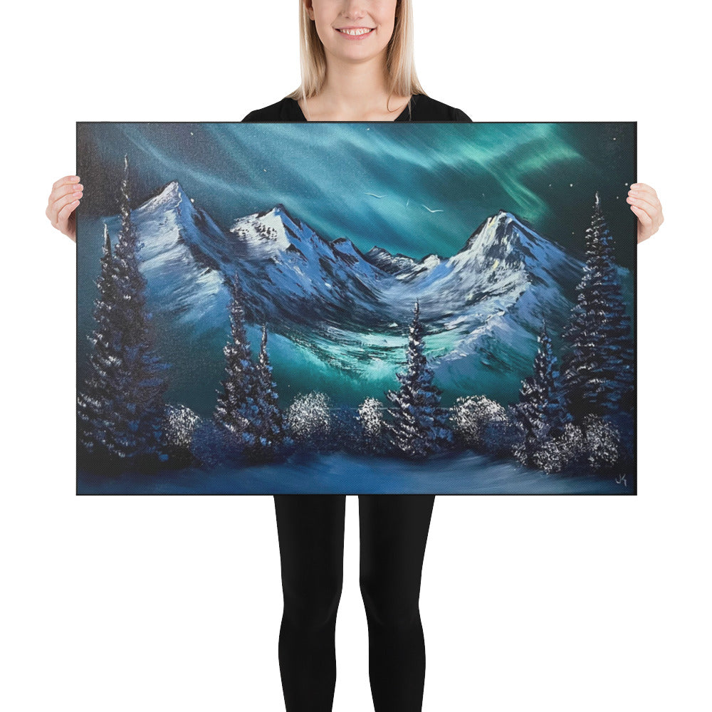 Canvas Print - Limited - Winter Spirits - Premium Quality Expressionist Aurora Borealis Landscape by PaintWithJosh