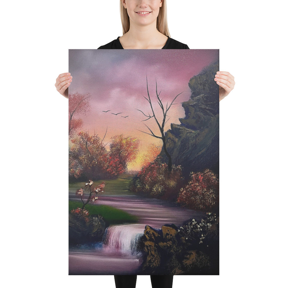 Canvas Print - Golden Hour - Autumn Waterfall Landscape by PaintWithJosh