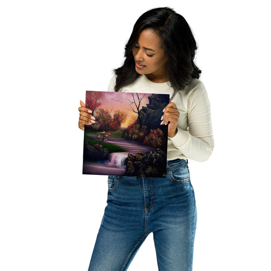 Poster Print - Golden Hour - Autumn Waterfall Landscape by PaintWithJosh - Paint With Josh