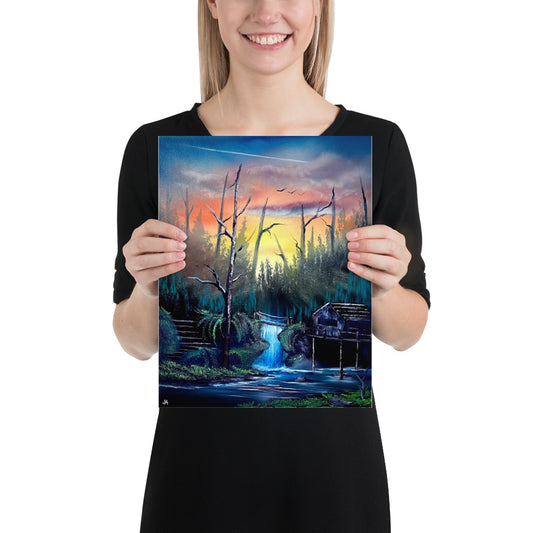 Poster Print - Desolate Oasis Sunrise Landscape by PaintWithJosh - Paint With Josh