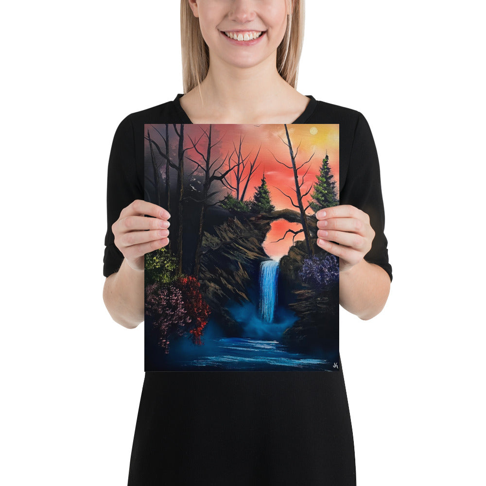 Poster Print - Sunset Canyon Waterfall Landscape by PaintWithJosh